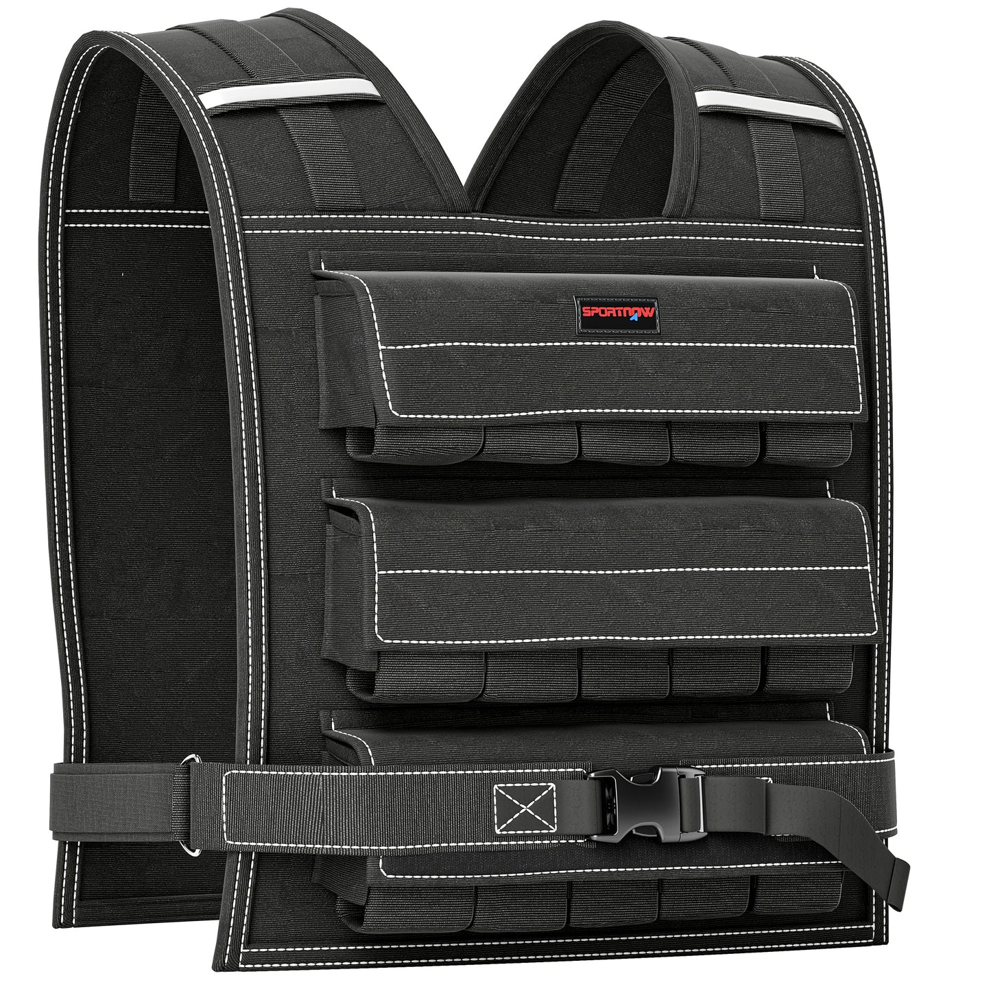 15KG Adjustable Weighted Vest, Running Weight Vest, with 30 Metal Weights, Reflective Strips, for Running, Exercise