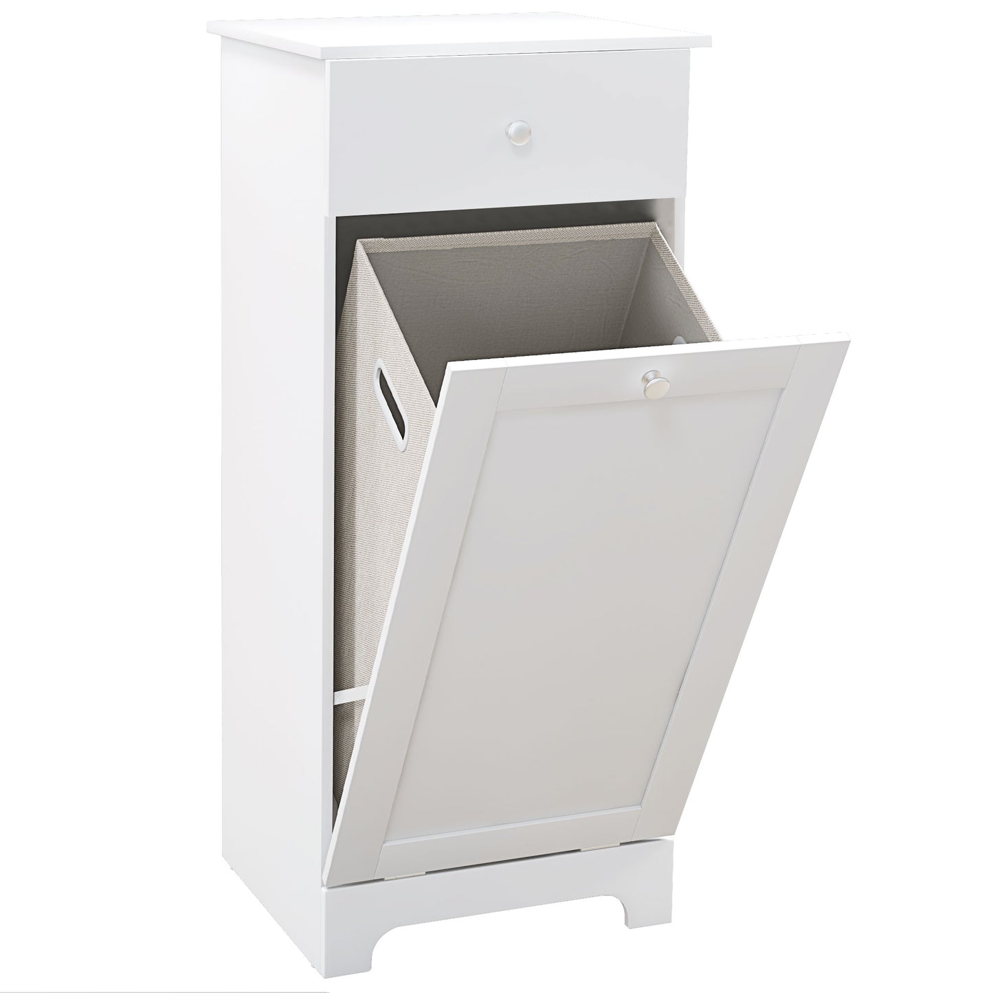 Single Hamper Laundry Storage Cabinet - White