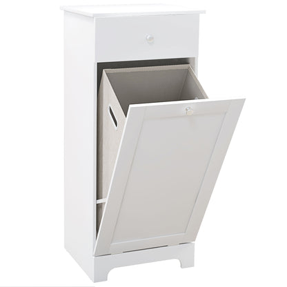 Single Hamper Laundry Storage Cabinet - White