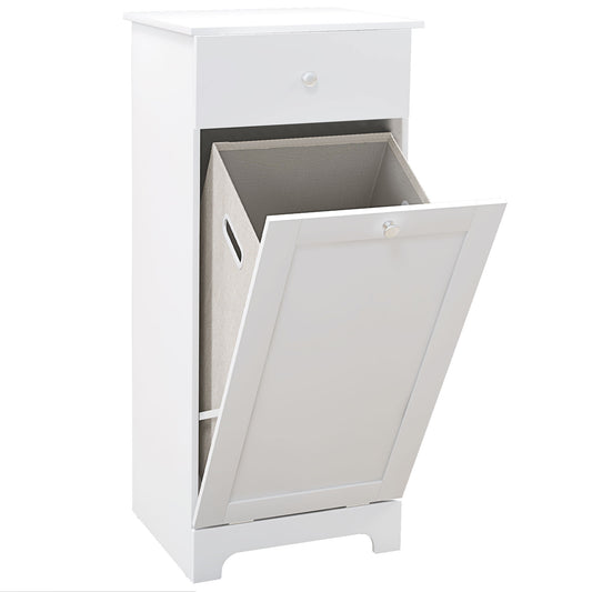Single Hamper Laundry Storage Cabinet - White
