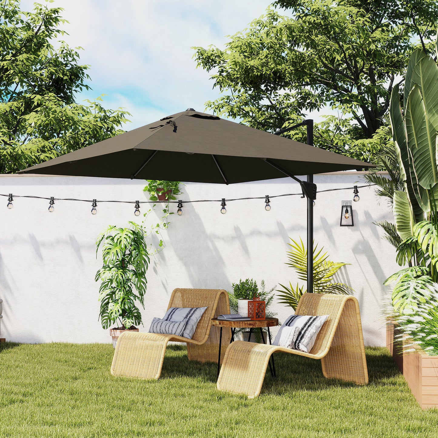 Patio Offset Parasol Umbrella - Tan