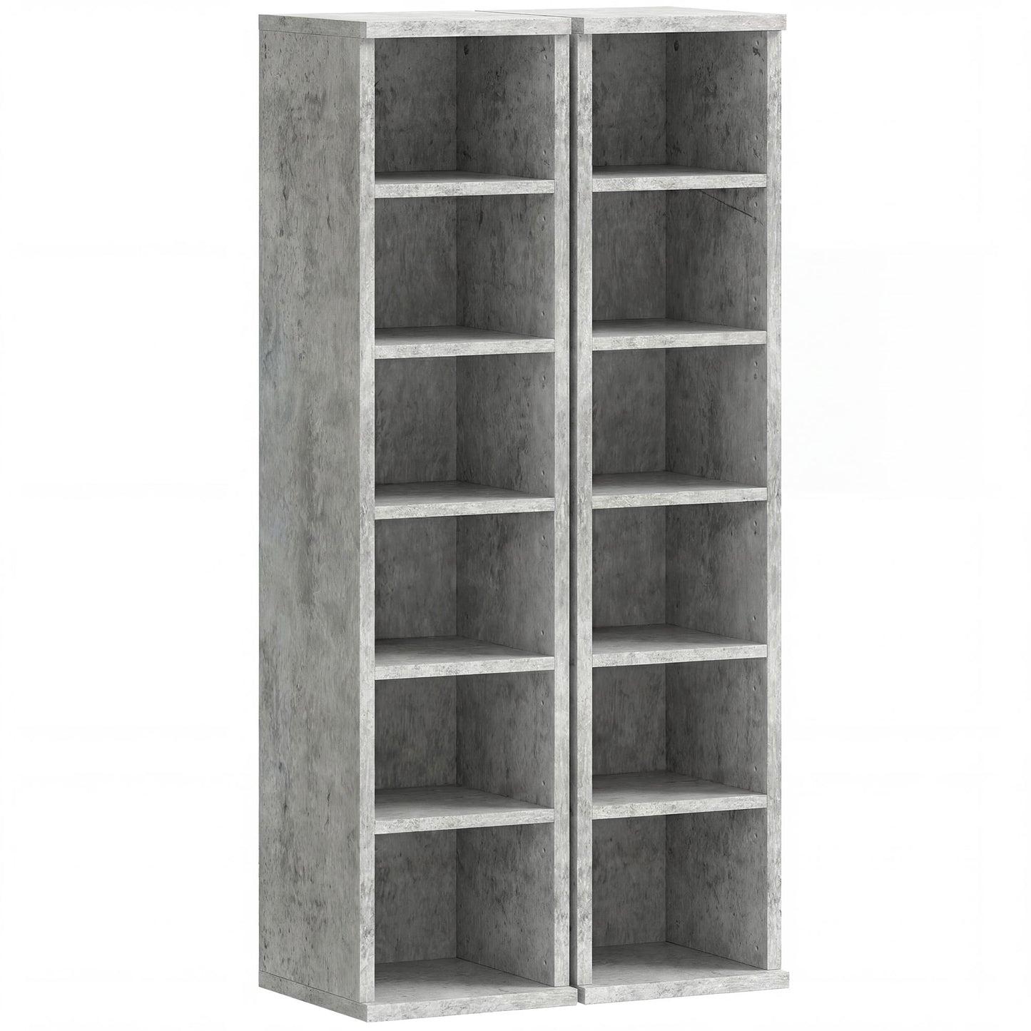 Set of 2 CD Media Display Shelf Unit Tower Rack with Adjustable Shelves, Grey