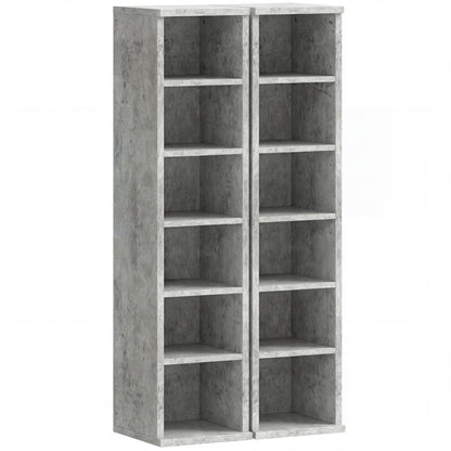 Set of 2 CD Media Display Shelf Unit Tower Rack with Adjustable Shelves, Grey