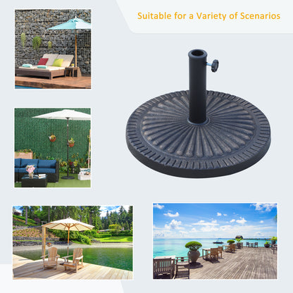 14kg Garden Parasol Base, Round Resin Sun Umbrella Base, Outdoor Umbrella Stand for 38mm or 48mm Outdoor Umbrella Poles