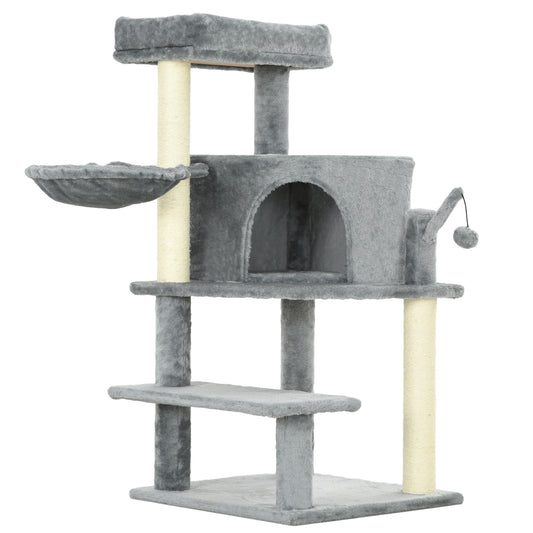 Sisal 100cm Cat Tree Tower with Sisal Scratching Post Grey