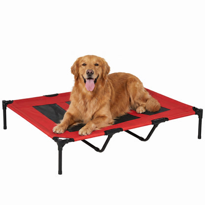 Raised Dog Bed Cooling Metal Elevated Pet Cot with Breathable Mesh, Non-slip, Lightweight & Portable