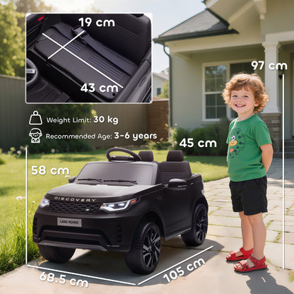 Land Rover Discovery Licensed 12V Kids Electric Car with Remote, 4 Wheel Suspension, Slow Start, Lights, Music, Black