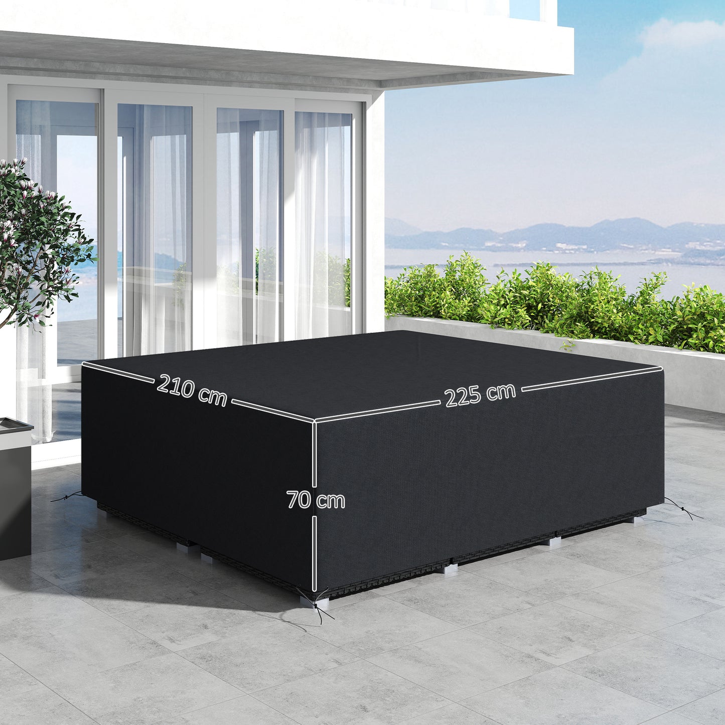 600D Oxford Outdoor Garden Furniture Sofa Set Cover, Waterproof Anti-UV Rattan Sun Lounger Protection Protector Cover