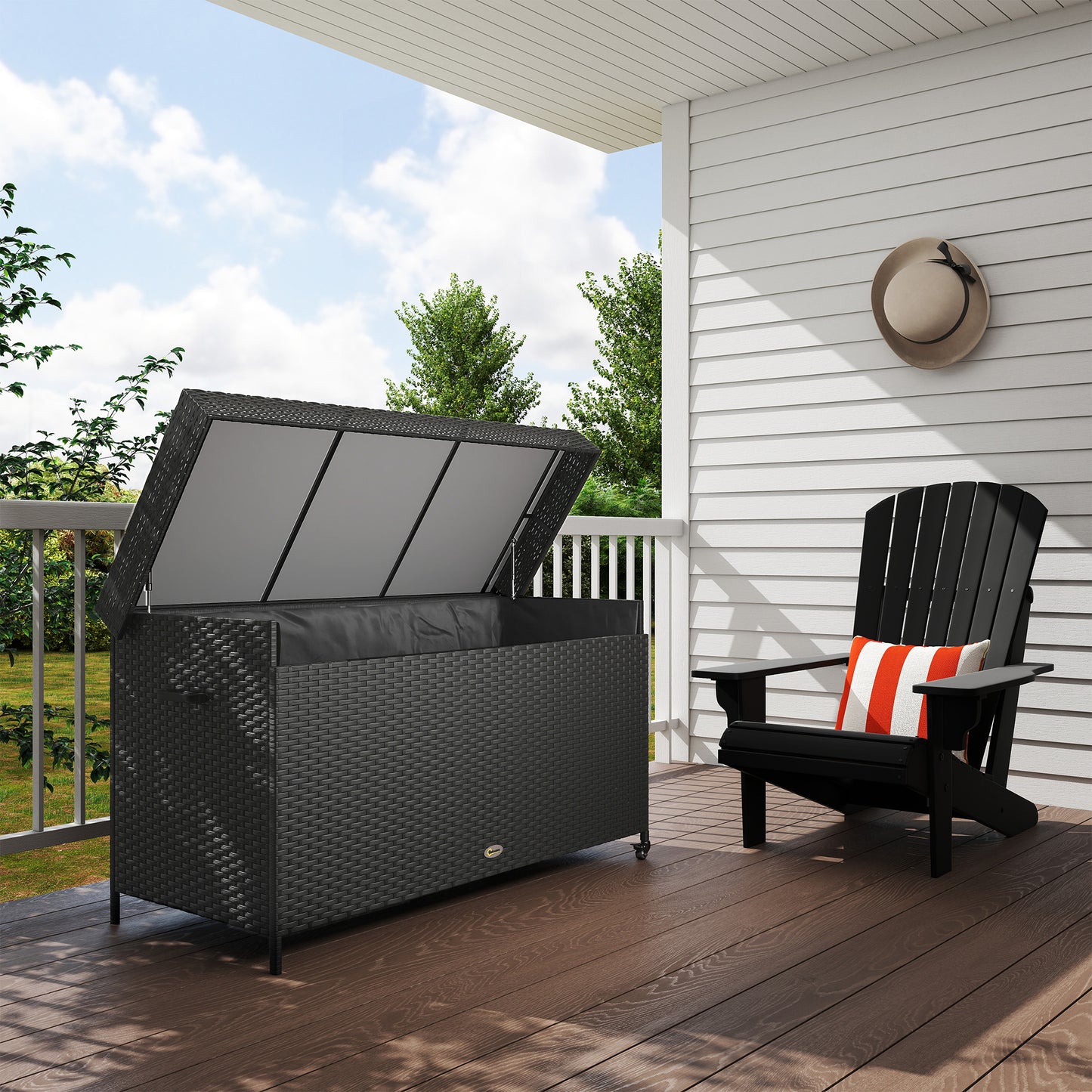 627 L Rattan Storage Box - Black