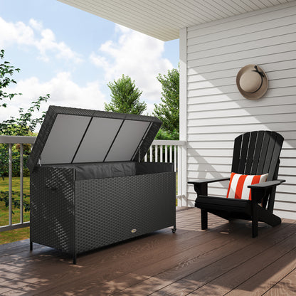 627 L Rattan Storage Box - Black