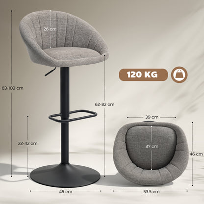 Set of Two Relaxed Tub Bar Stools - Grey