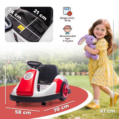Kids Bumper Car with 360-Degree Rotation, 6V Electric Ride On Car with Music and Horn for 3-8 Years Old, Red