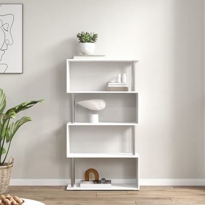 S Shape Bookcase, 5 Tiers Bookshelf, Modern Freestanding Storage Shelf for Home Office, Study, Living Room, 80 x 30 x 145cm