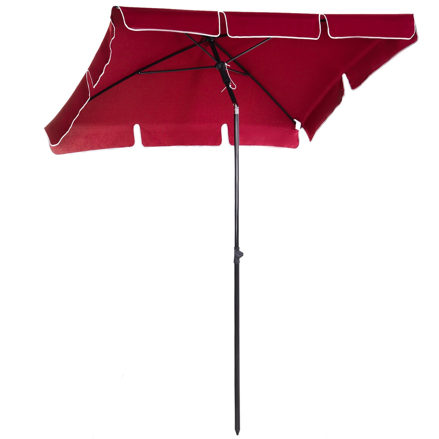 Garden Parasol Umbrella, Outdoor Market Table Umbrella with Ruffles & Aluminium Pole