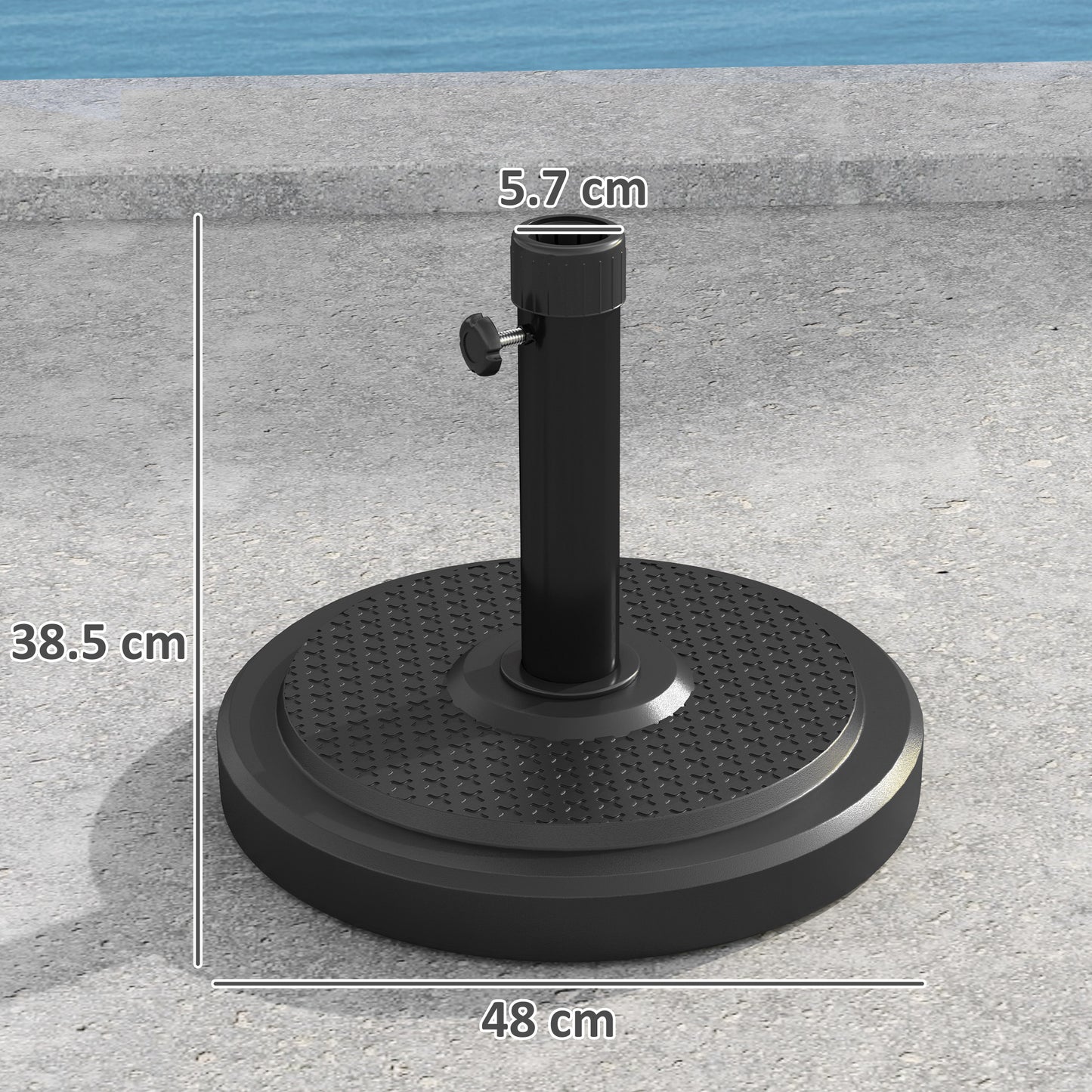 22kg Garden Parasol Base, Round HDPE Sun Umbrella Base, Heavy Duty Outdoor Umbrella Stand for 38mm or 48mm Outdoor Umbrella P