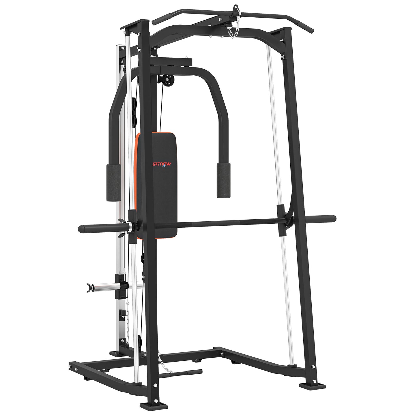 3-in-1 Gym Station with 17-level Squat Rack Dual Cable Pulley System Home Strength Training, Black