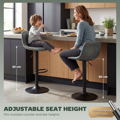 Bar Stools Set of 2, Modern Swivel Barstools with Footrest for Kitchen Island and Dining Room, Green