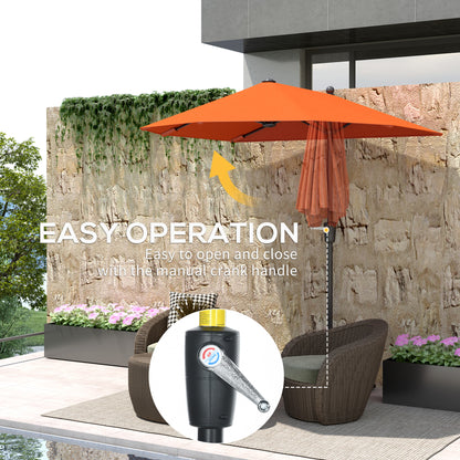 2m Half Parasol Umbrella - Orange