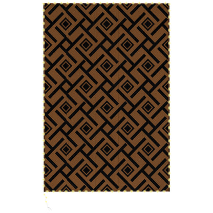 Plastic Straw Reversible RV Outdoor Rug with LED String Light, 182 x 274cm, Brown and Black