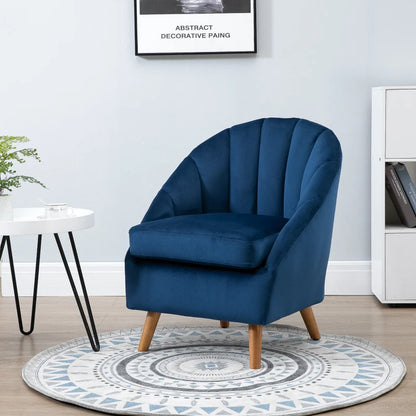 Single Velvet Fabric Accent Armchair with Solid Wood Legs