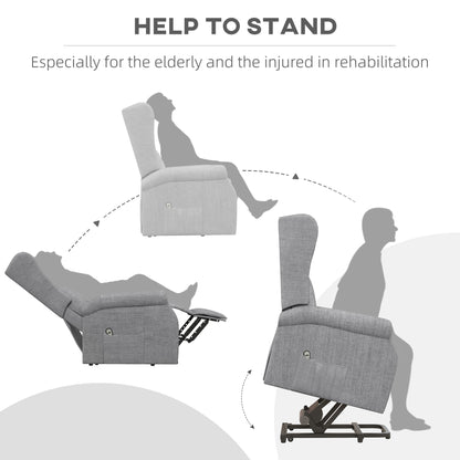 Power Lift Recliner Armchair, Electric Lift Chair for Elderly, Fabric Riser and Reclining Chair with Remote Control