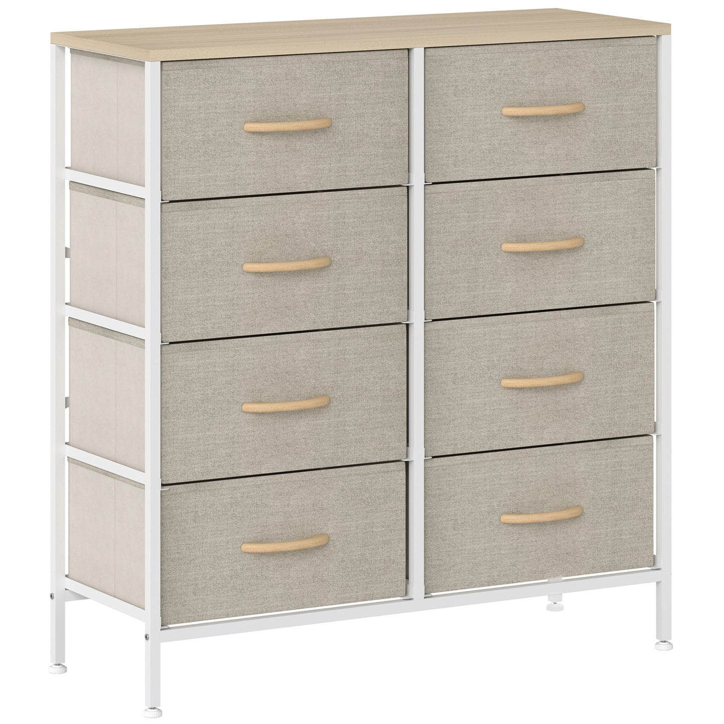 Fabric Chest of Drawers, Industrial Bedroom Dresser with 8 Fabric Drawers, Steel Frame and Wooden Top for Nursery