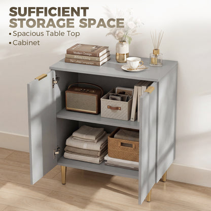 Sideboard Buffet Cabinet, Modern Kitchen Storage Cabinet with Adjustable Shelf and Metal Legs, Grey