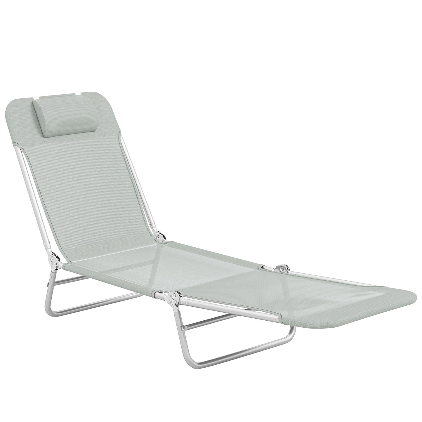 Steel Frame Sun Lounger, with Reclining Back - Light Grey