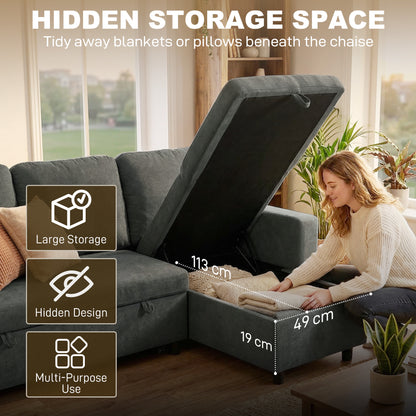Pull Out Sofa Bed with 113 x 49cm storage space - Charcoal Grey