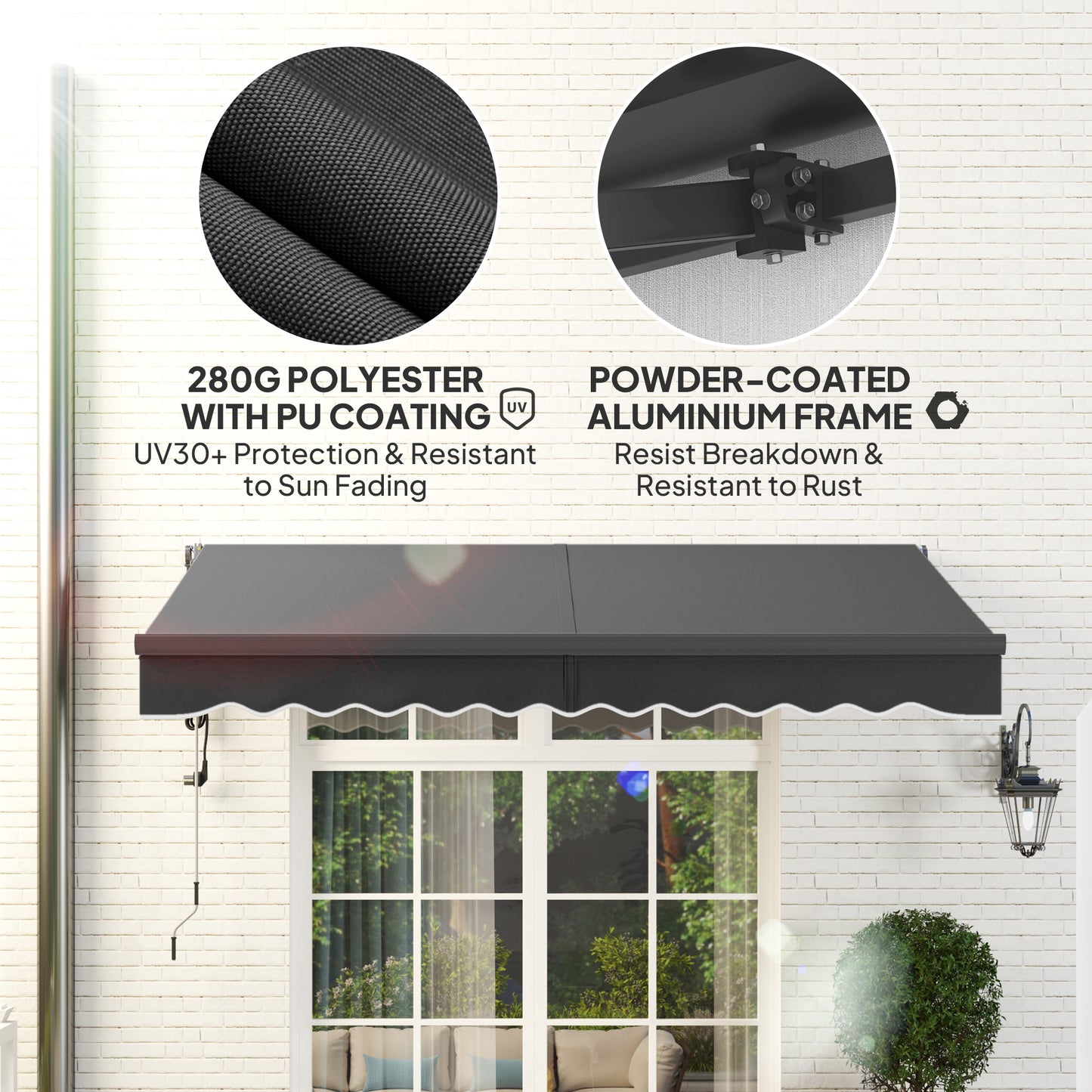 3 x 2.5m Electric Awning with Remote Controller, Aluminium Frame DIY Retractable Awning