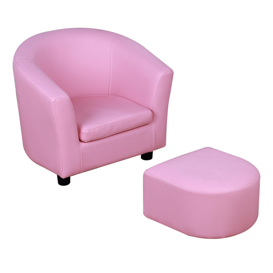 Kids Toddler Sofa Children's Armchair Footstool with Thick Padding, Anti-skid Foot Pads, 30 x 28 x 21cm, Pink