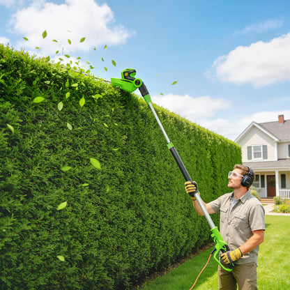 2.6m Corded Extendable Hedge Trimmer with 90° Adjustable Head, 450W Telescopic Electric Hedge Cutter Long Reach