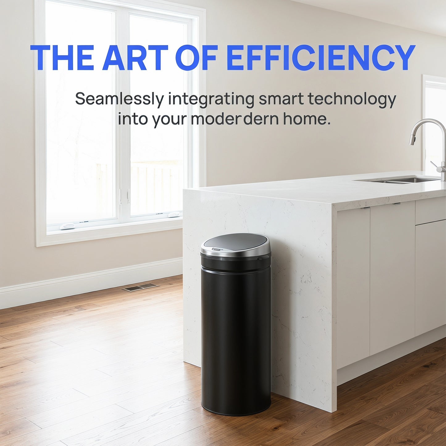 50L Automatic Motion Sensor Rubbish Bin with Fingerprint Resistant, Stainless Steel, Black