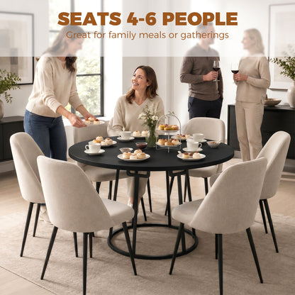Dining Table Space Saving Kitchen Table Spliced Tabletop Conical Metal Base 120 cm Round Black