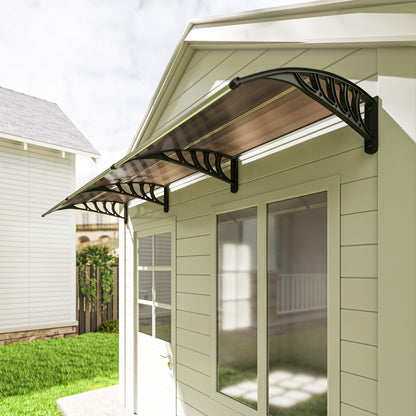Front Door Canopy, Outdoor Awning, Rain Shelter, 303 x 96cm , Brown