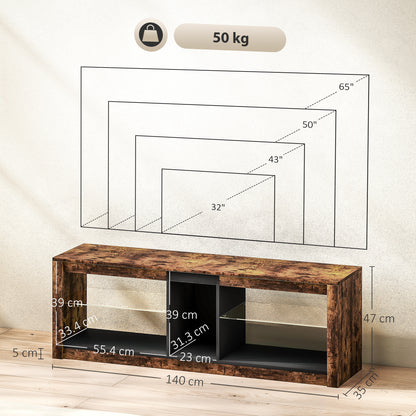 TV Stand Cabinet with LED Lights and Remote Control for TVs up to 65"