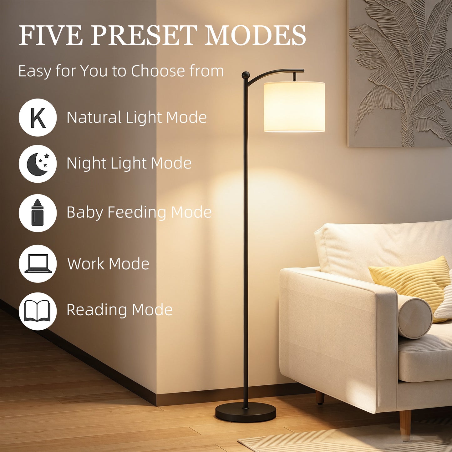 LED Floor Lamp with Remote Control - Black