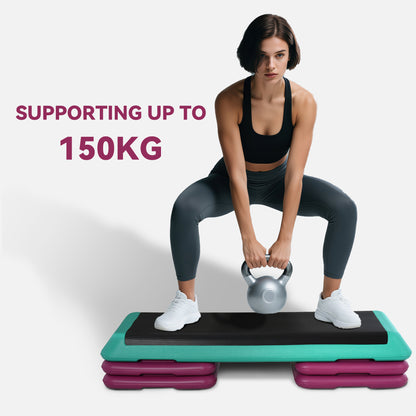 3-Level Aerobic Step 10/15/20cm Steppers for Exercise Workout w/ Non-Slip Top Compact Stepper Home Office Indoor Outdoor Fitn