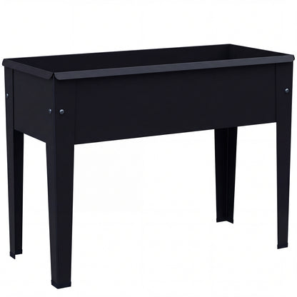 Raised Planter, Metal Raised Garden Bed on Legs with Drainage Hole and Foot Covers, Black