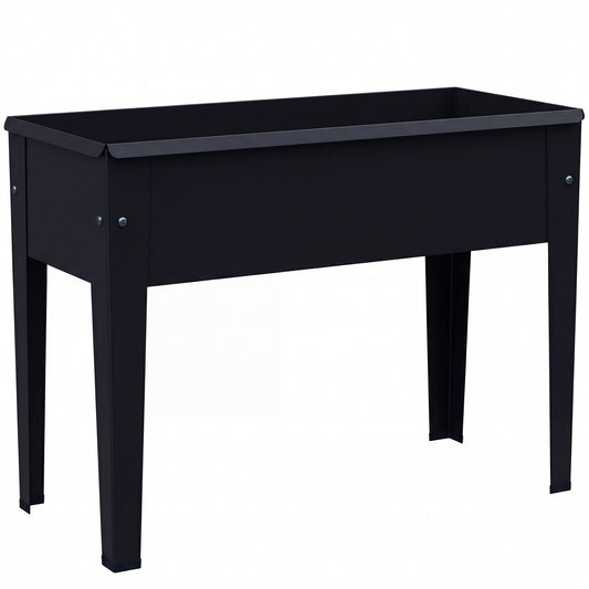 Raised Planter, Metal Raised Garden Bed on Legs with Drainage Hole and Foot Covers, Black