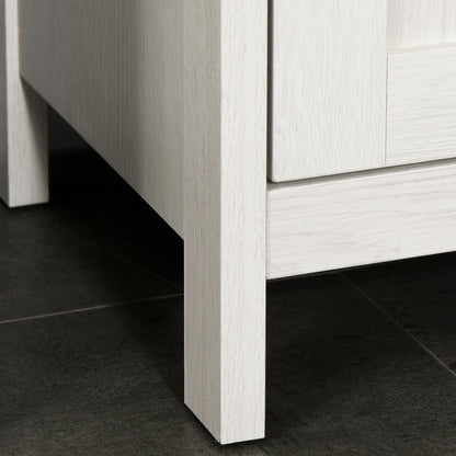 Tall Bathroom Storage Cabinet, Freestanding Tower Cabinet with 3 Open Shelves and Adjustable Shelf, Antique White