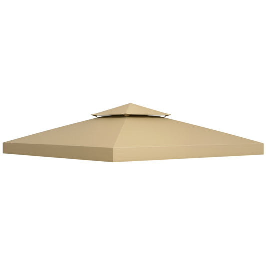 3(m) Gazebo Top Cover Double Tier Canopy Replacement Pavilion Roof Deep Beige