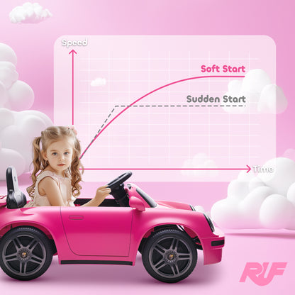 Licensed RUF CTR 2017-Yellowbird Electric Car for Kids, with Remote Control, Soft Start, MP3 Player, LED Lights, Pink