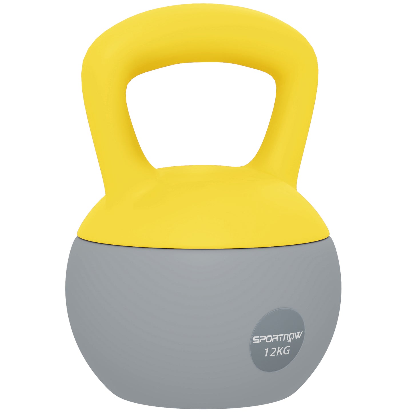 12KG Soft Kettlebell, Kettlebell with Non-Slip Handle for Home Gym, Weight Lifting, Strength Training, Yellow/Grey