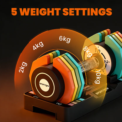 Adjustable Dumbbells Set with Safety Locking Mechanism, Multicoloured