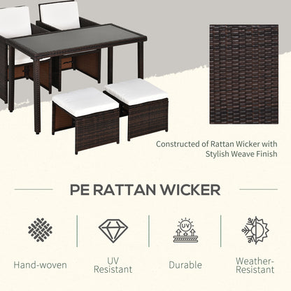 2 Seater Rattan Cube Garden Furniture Set, Rattan Dining Set with Cushions, Outdoor Dining Table and Chairs with 2 Armchairs