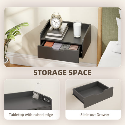 Floating Nightstands Set of 2, Wall Mounted Bedside Table with Drawer for Bedroom, Black