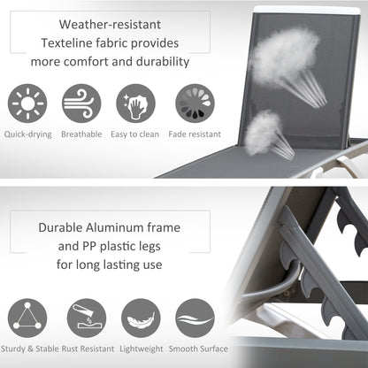 Aluminium Frame Sun Lounger, with Adjustable Back - Grey