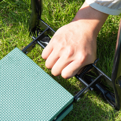 2 In 1 Garden Kneeler Seat Kneeling Pad Support Bench Foldable Knee Protector, Green