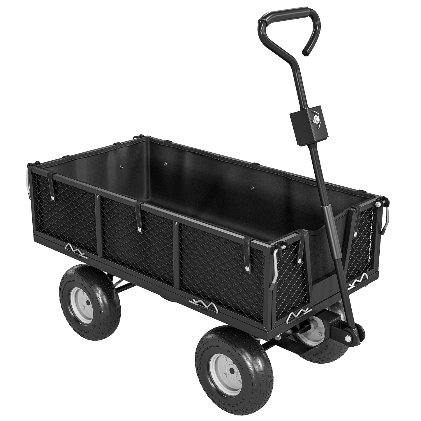 114L Steel Frame Garden Cart Trolley - Black